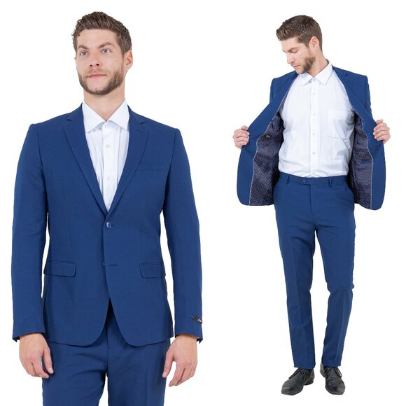Vitto's Premium Polyester 2pc Mens Suit, Blue - Picture 1 of 6